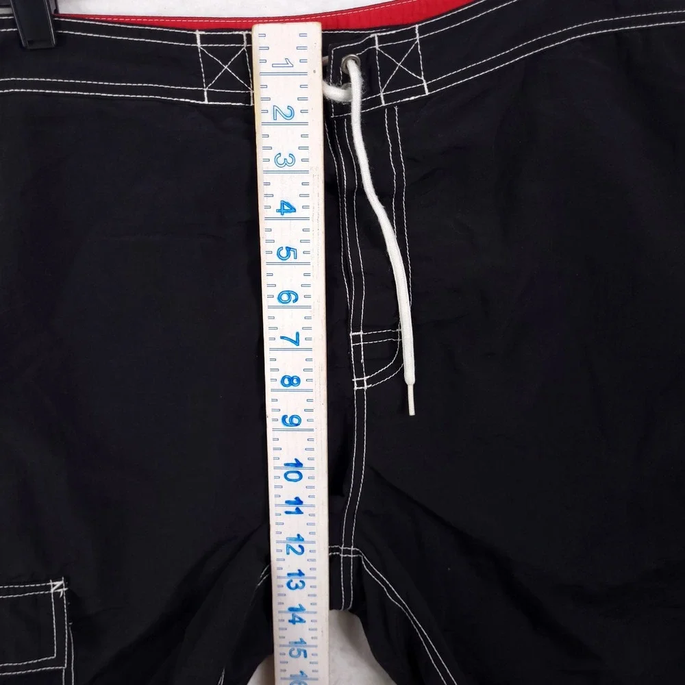 Polo Ralph Lauren Board Shorts Swim Trunk Mens XL Black Contrast Stitch Cargo